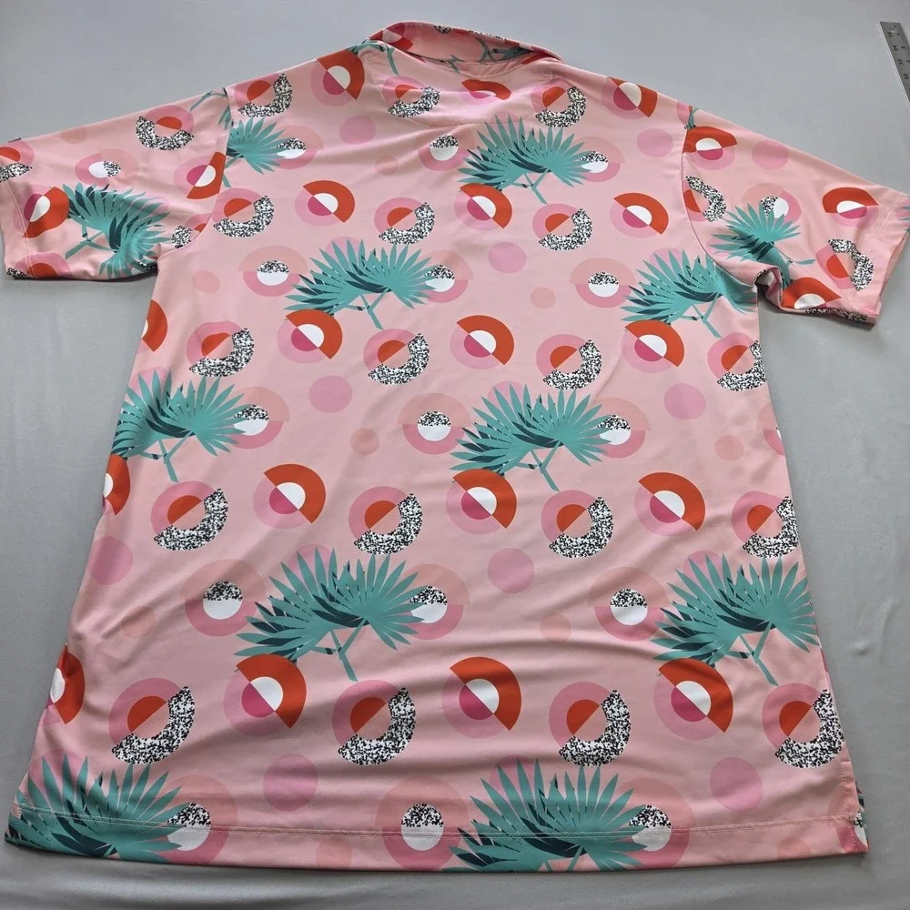 Bad Birdie Polo Shirt Mens 3XL AOP Floral Geometric Golf Performance Stretch